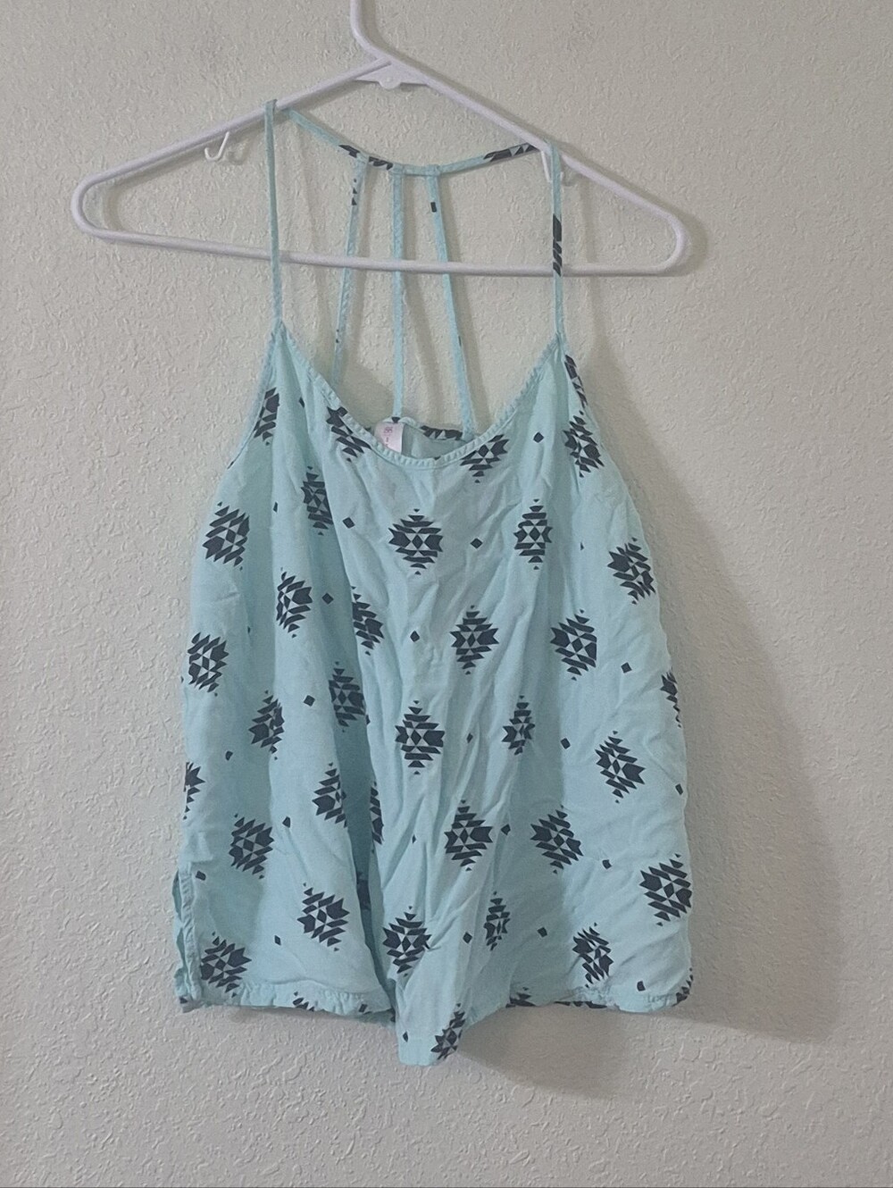 No Boundaries Light Aqua Blue Printed Spaghetti-Strap Cami
